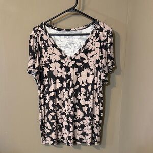 Barely worn V-Neck Women Top - gray and pink